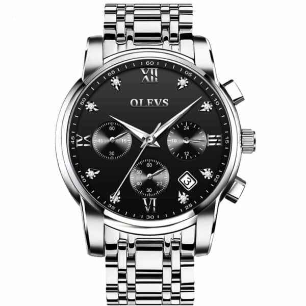 OLEVS Apex Chrono OLM28-BLACK-SILVER-58